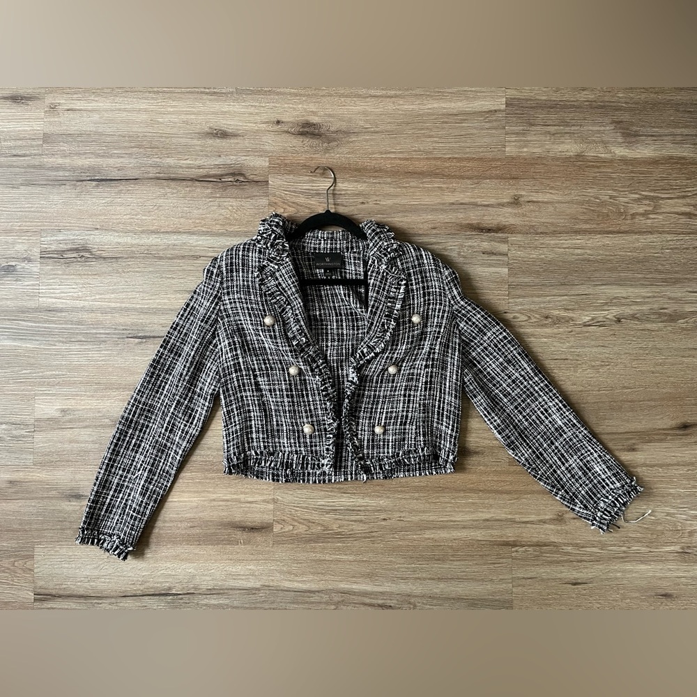 Size Small. Plaid like Black and White Blazer.